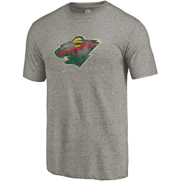 Men's Minnesota Wild Distressed Team Primary Logo Tri Blend T-Shirt Gray FengYun,We sell and wholesale Men's Minnesota Wild Distressed Team Primary Logo Tri Blend T-Shirt Gray FengYun on line form chian!